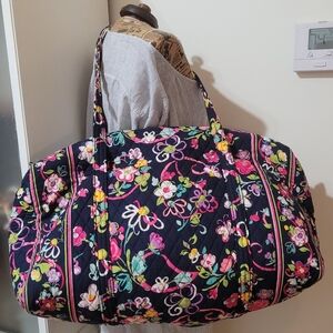 Vera Bradley Large Navy Floral Quilted Duffel Bag